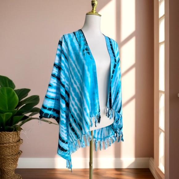 0099/ Blue Black cardigan Outer, Short Kimono - Picture 6 of 8